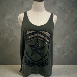 Express Dark Green Star Tank Top